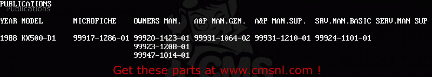 Publications KX500-D1 1988 EUROPE UK AL