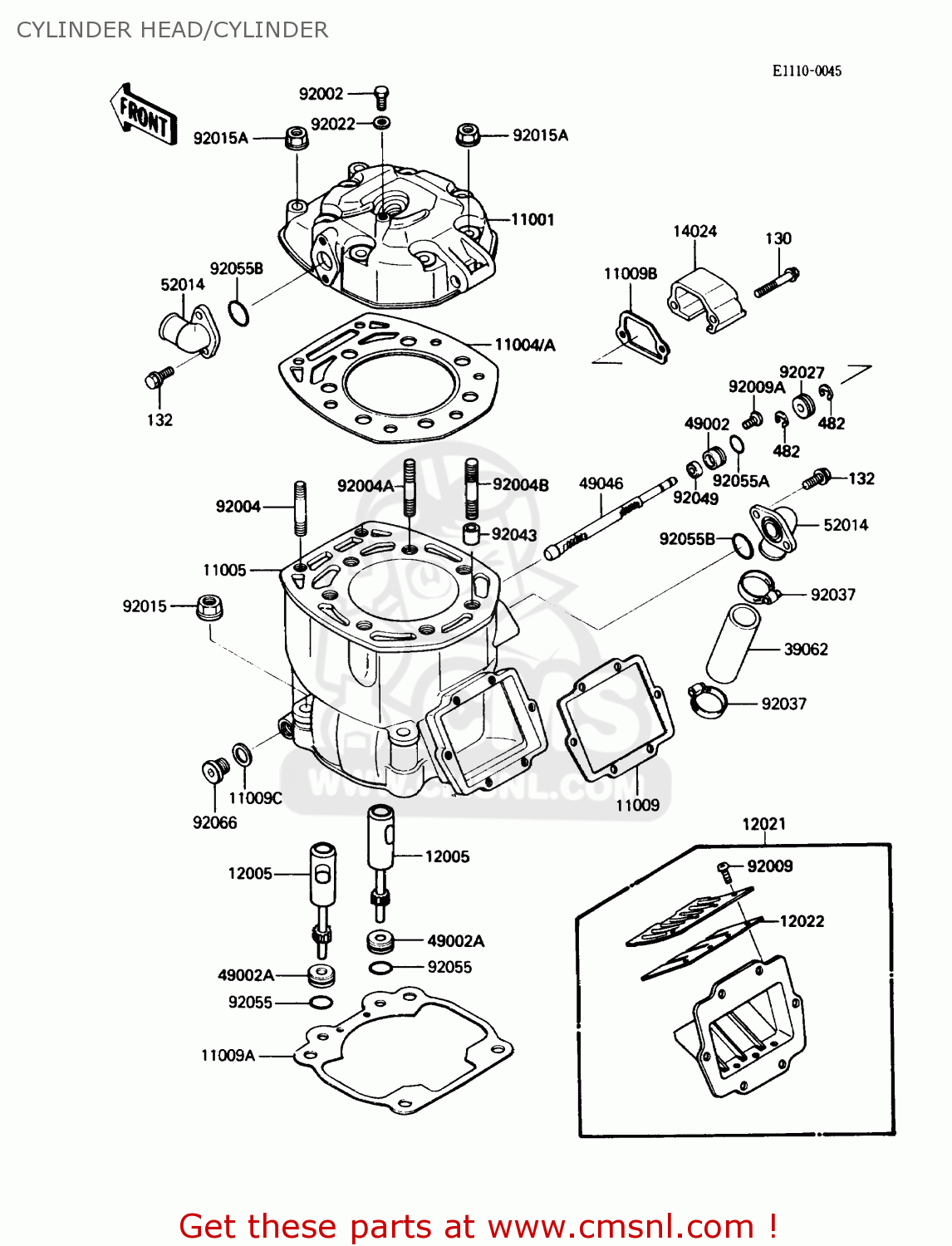 CYLINDER HEAD/CYLINDER KX500-D1 1988 USA CANADA