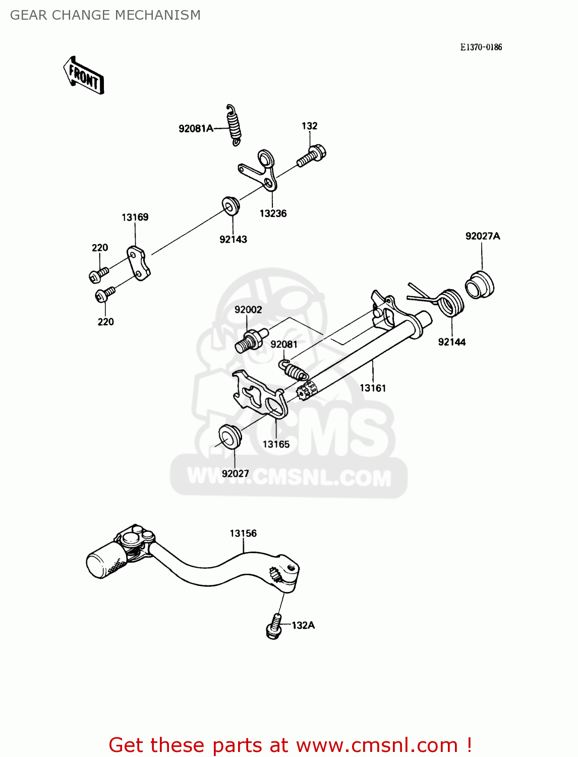 GEAR CHANGE MECHANISM KX500-D1 1988 USA CANADA