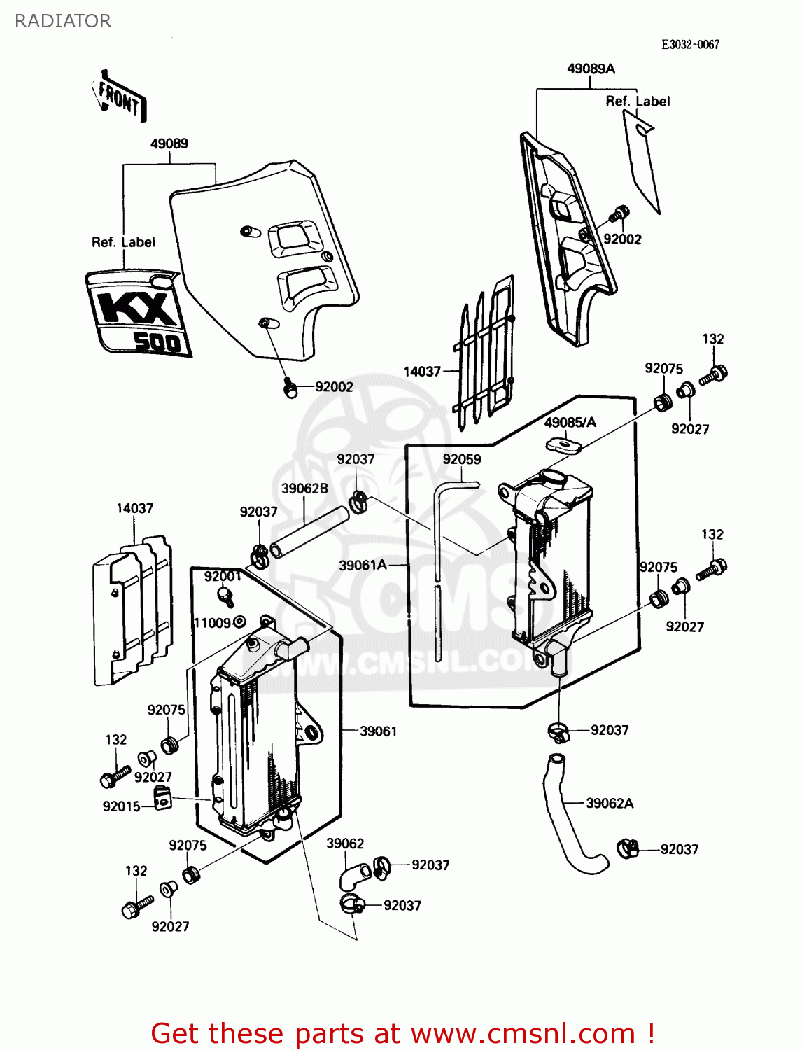 RADIATOR KX500-D1 1988 USA CANADA