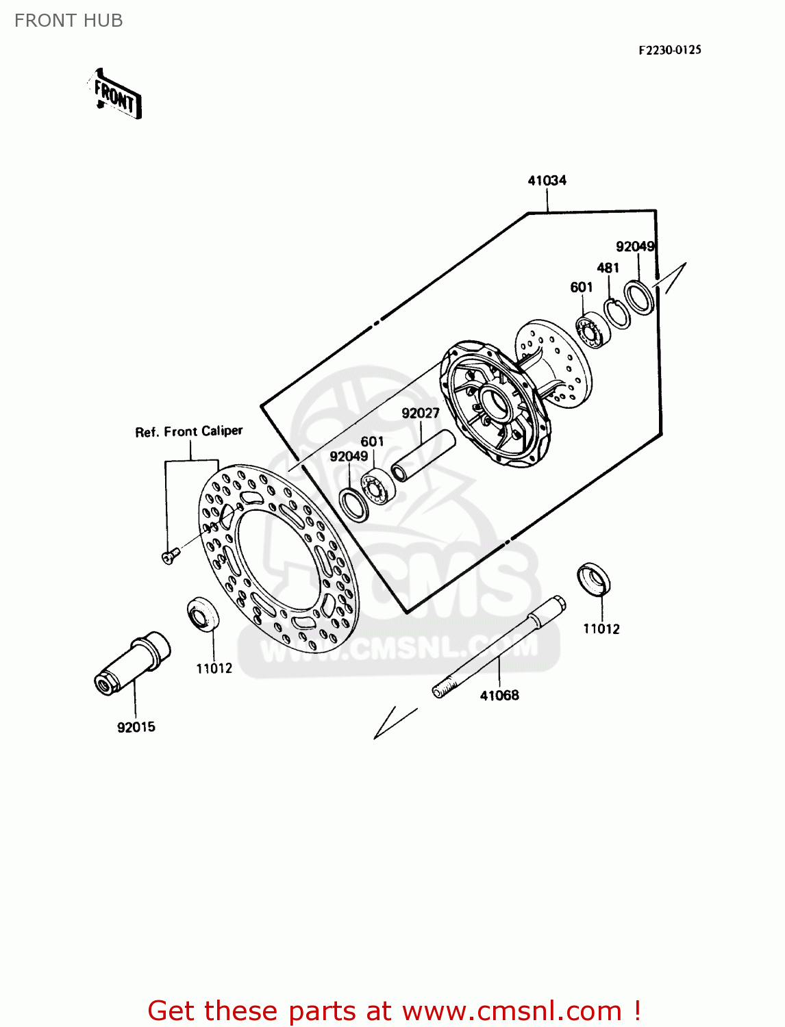 FRONT HUB KX500-D1 1988 USA CANADA