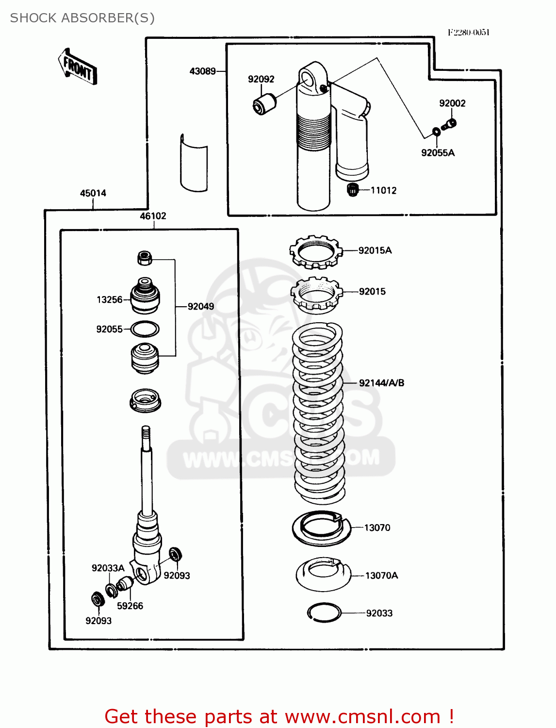 SHOCK ABSORBER(S) KX500-D1 1988 USA CANADA