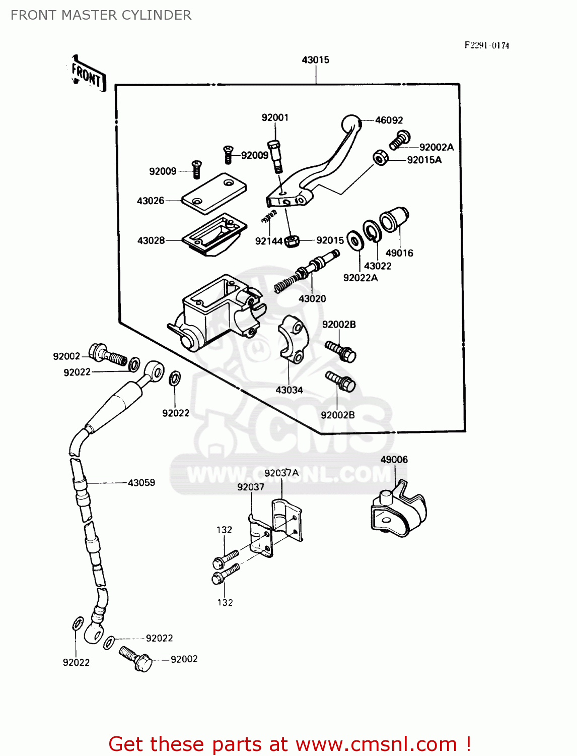FRONT MASTER CYLINDER KX500-D1 1988 USA CANADA