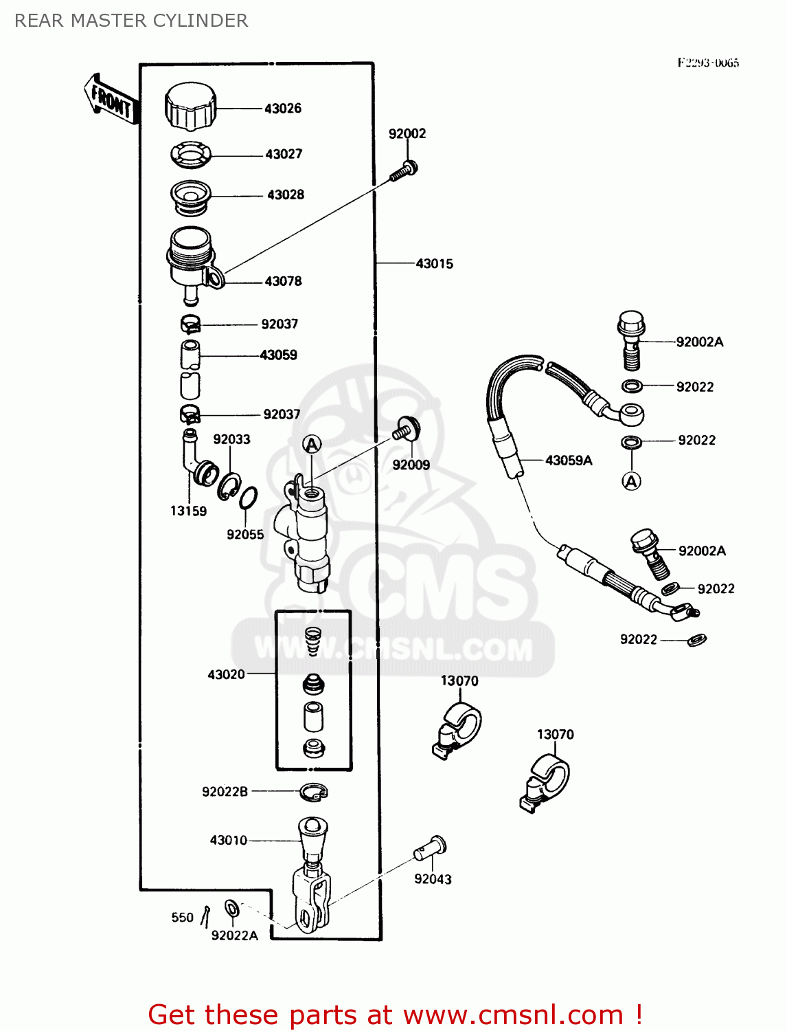 REAR MASTER CYLINDER KX500-D1 1988 USA CANADA