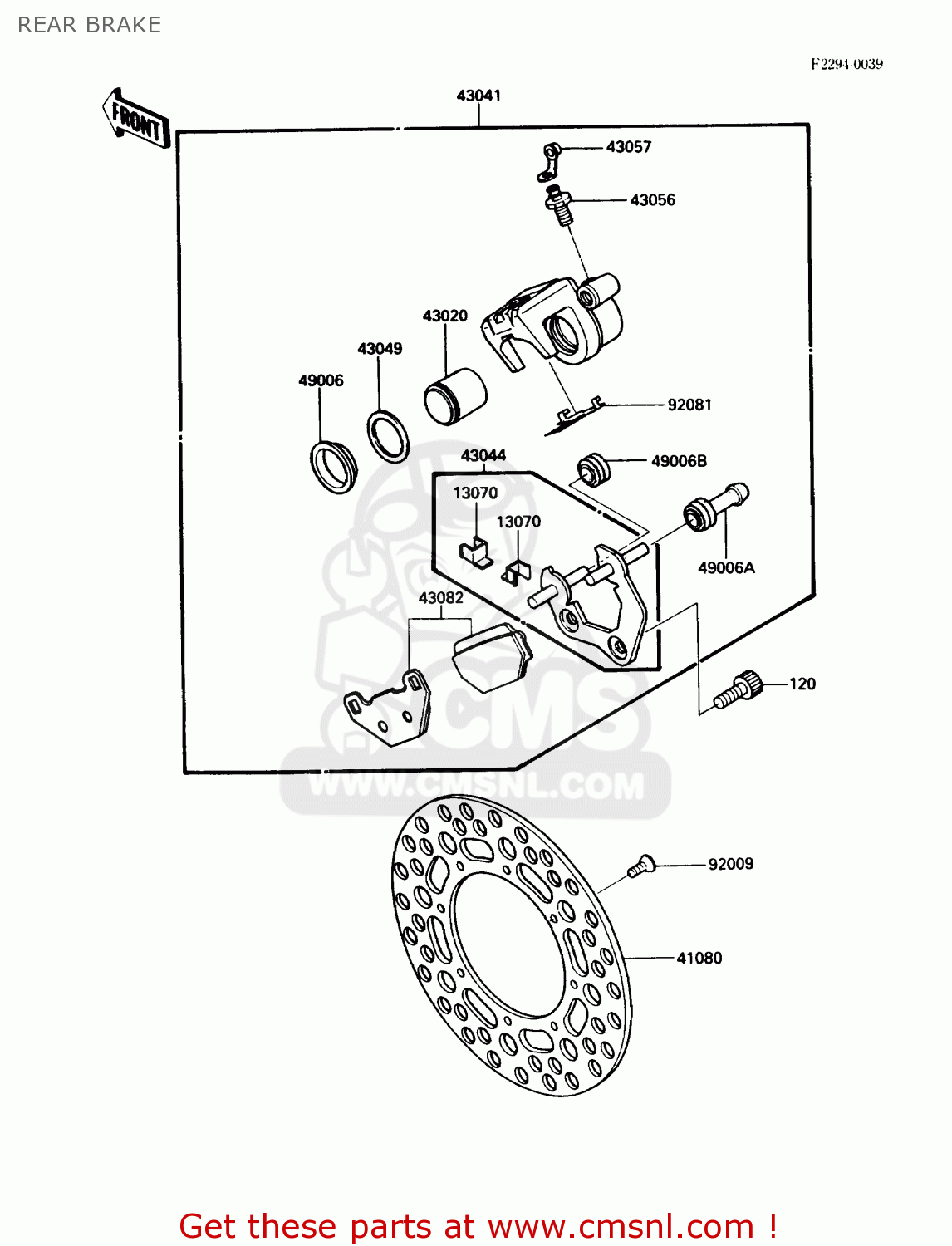 REAR BRAKE KX500-D1 1988 USA CANADA