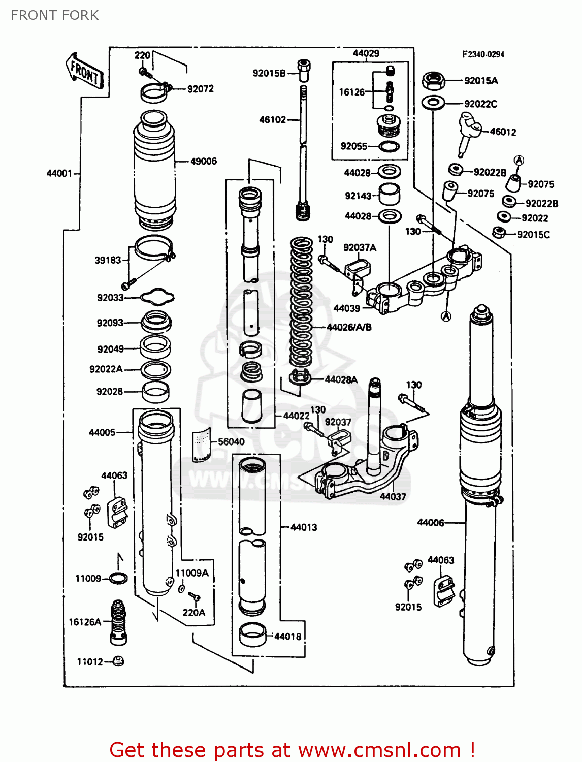 FRONT FORK KX500-D1 1988 USA CANADA