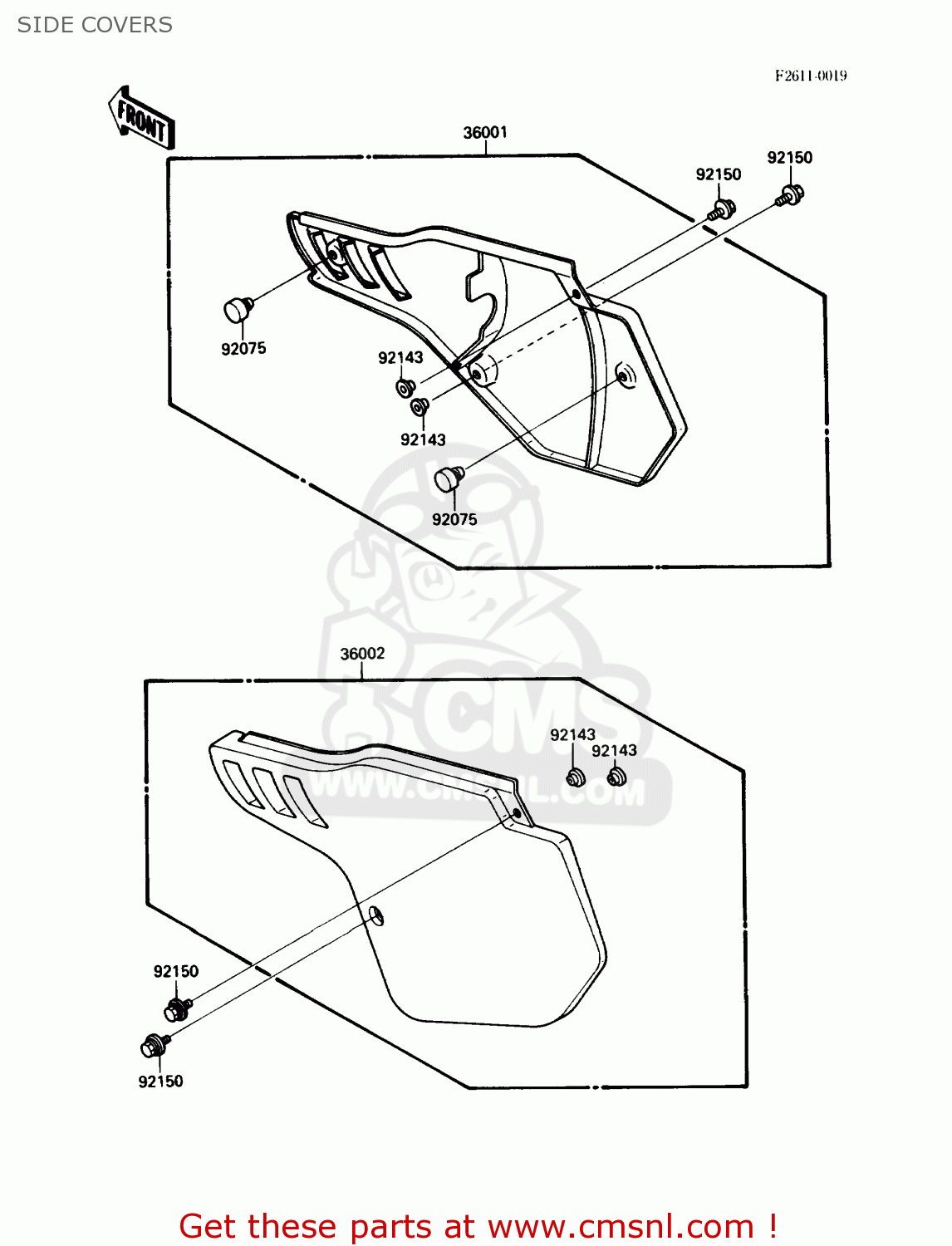 SIDE COVERS KX500-D1 1988 USA CANADA