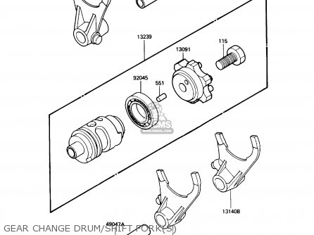 GEAR CHANGE DRUM/SHIFT FORK(S) - KX500-D1 1988 USA CANADA