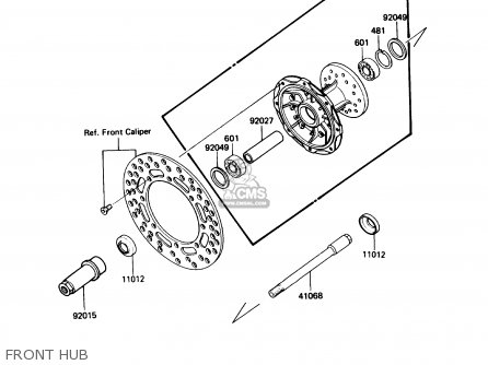 FRONT HUB - KX500-D1 1988 USA CANADA
