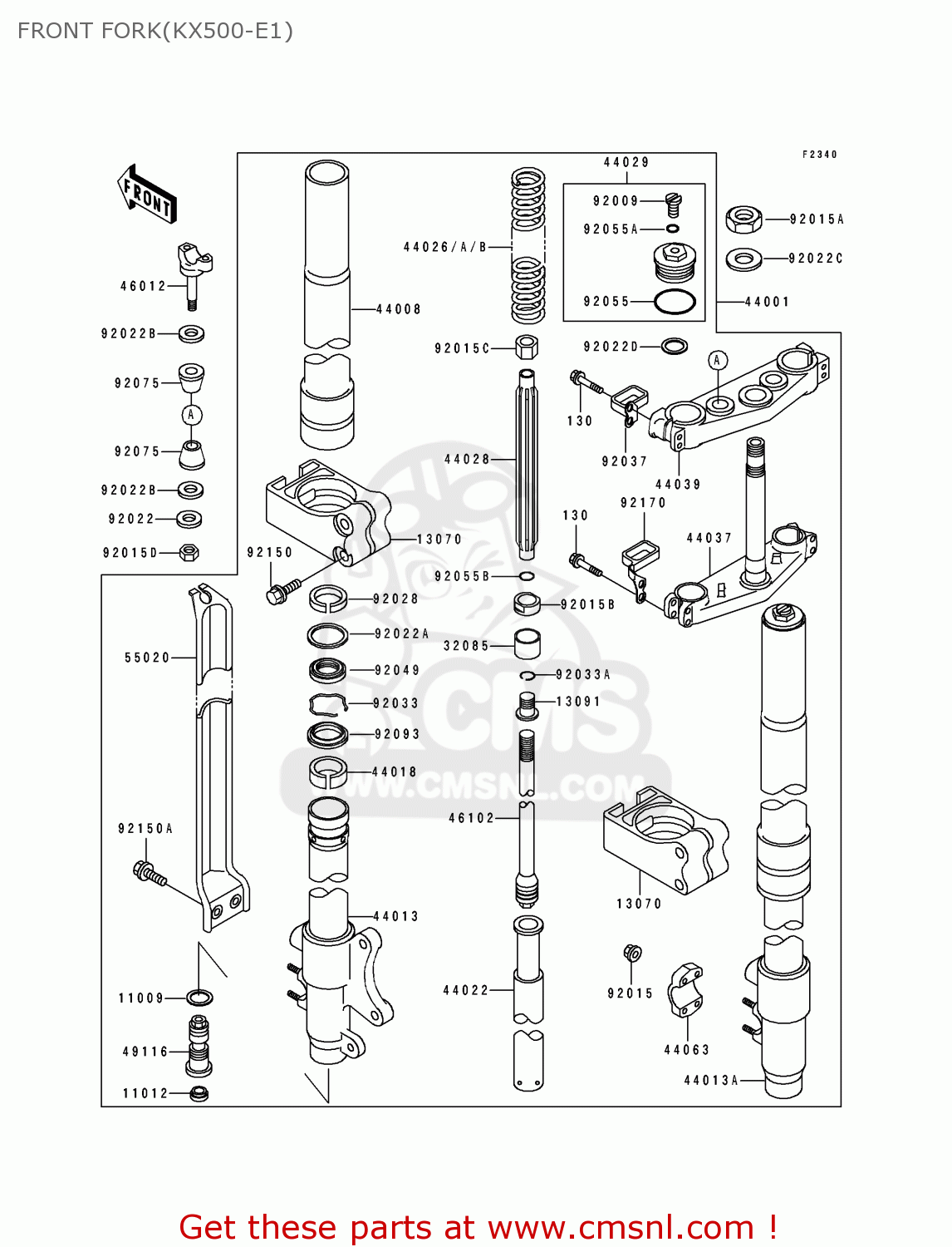 FRONT FORK(KX500-E1) KX500-E1 1989 EUROPE UK AL