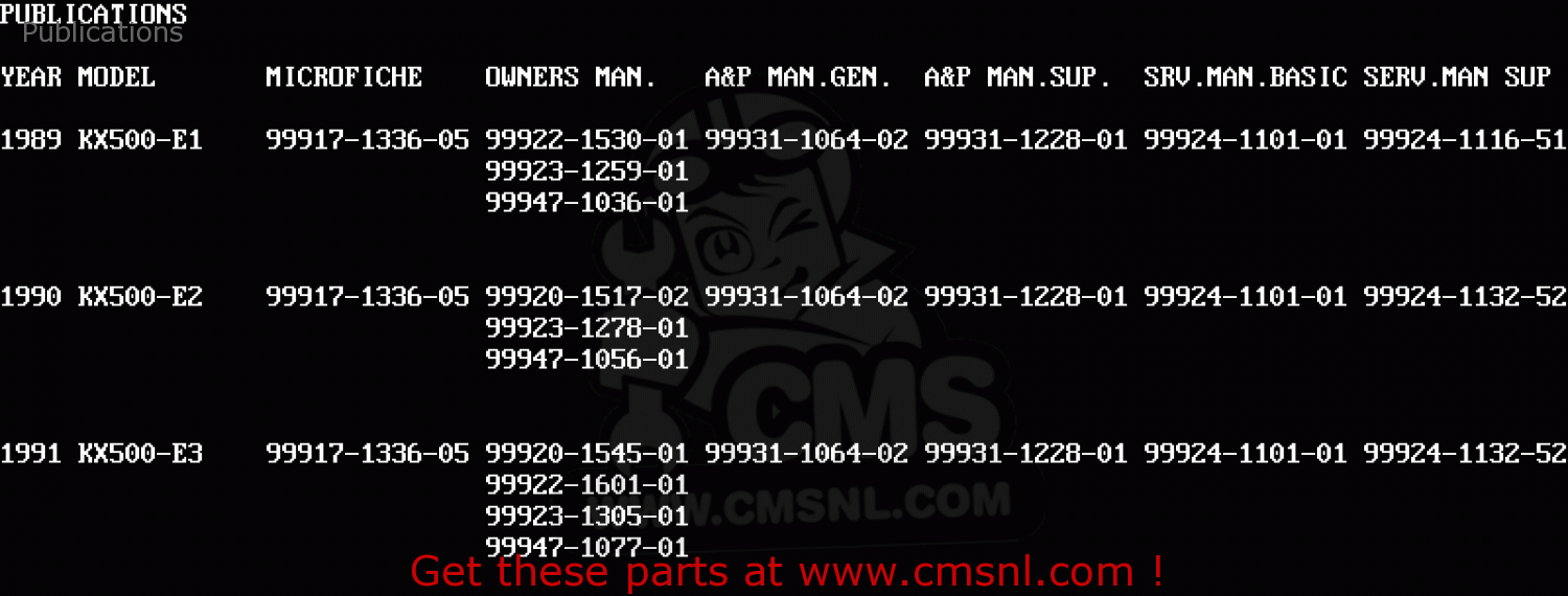 Publications KX500-E1 1989 EUROPE UK AL