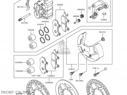 FRONT CALIPER - KX500-E1 1989 EUROPE UK AL