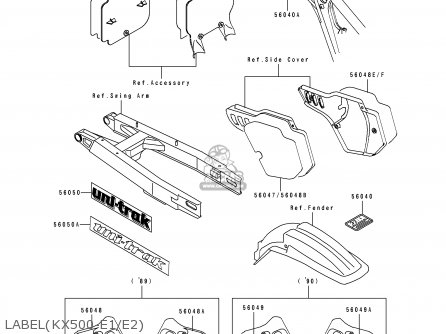 LABEL(KX500-E1/E2) - KX500-E1 1989 EUROPE UK AL