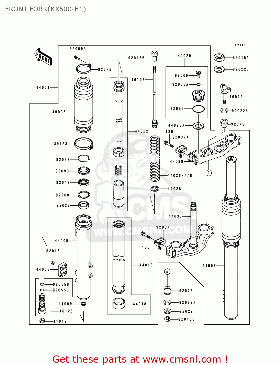 FRONT FORK(KX500-E1) KX500-E1 1989 USA CANADA