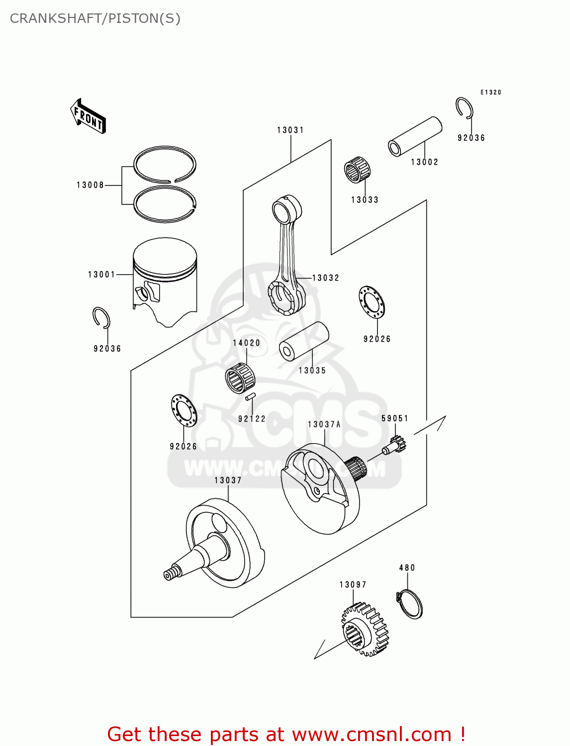 CRANKSHAFT/PISTON(S) KX500-E10 1998 USA CANADA