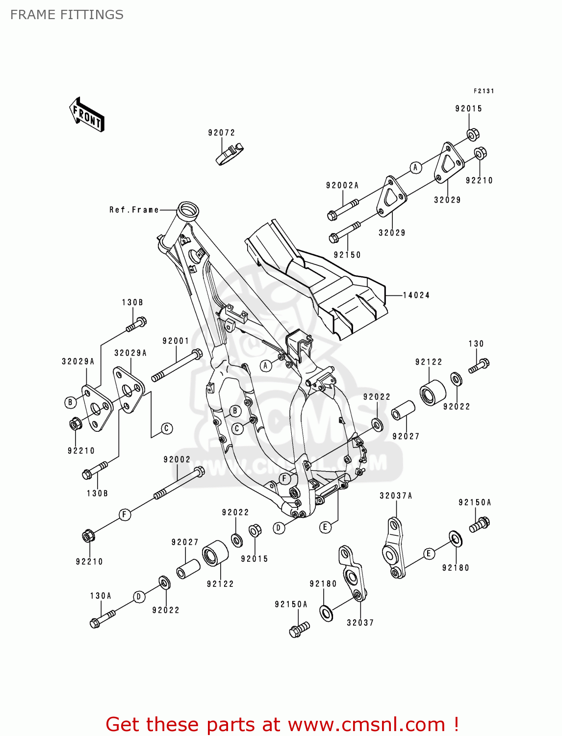 FRAME FITTINGS KX500-E10 1998 USA CANADA