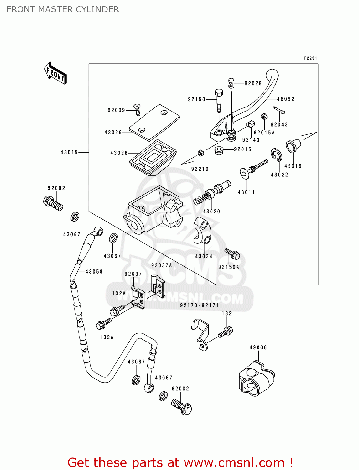 FRONT MASTER CYLINDER KX500-E10 1998 USA CANADA