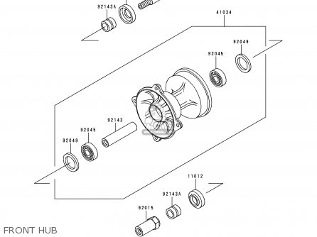 FRONT HUB - KX500-E11 1999 EUROPE AS