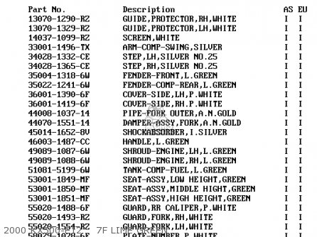 2000 KX500-E12    7F LIME GREEN - KX500-E11 1999 EUROPE AS