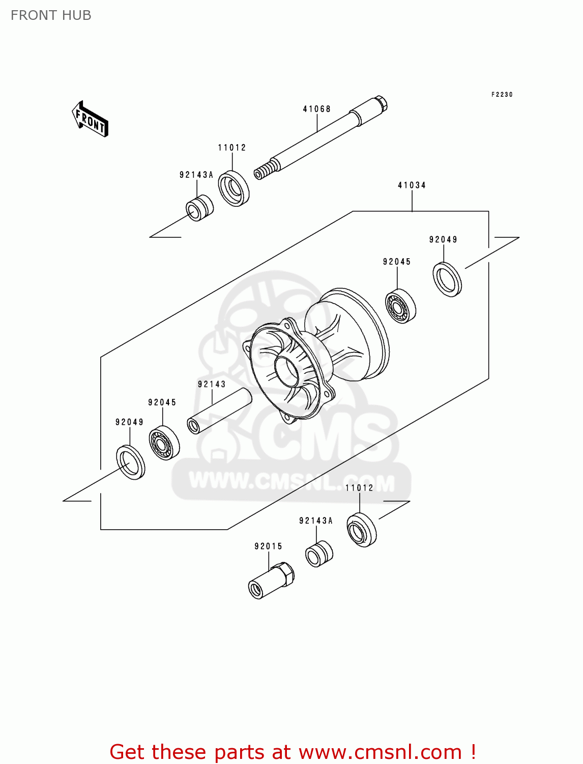 FRONT HUB KX500-E11 1999 USA CANADA
