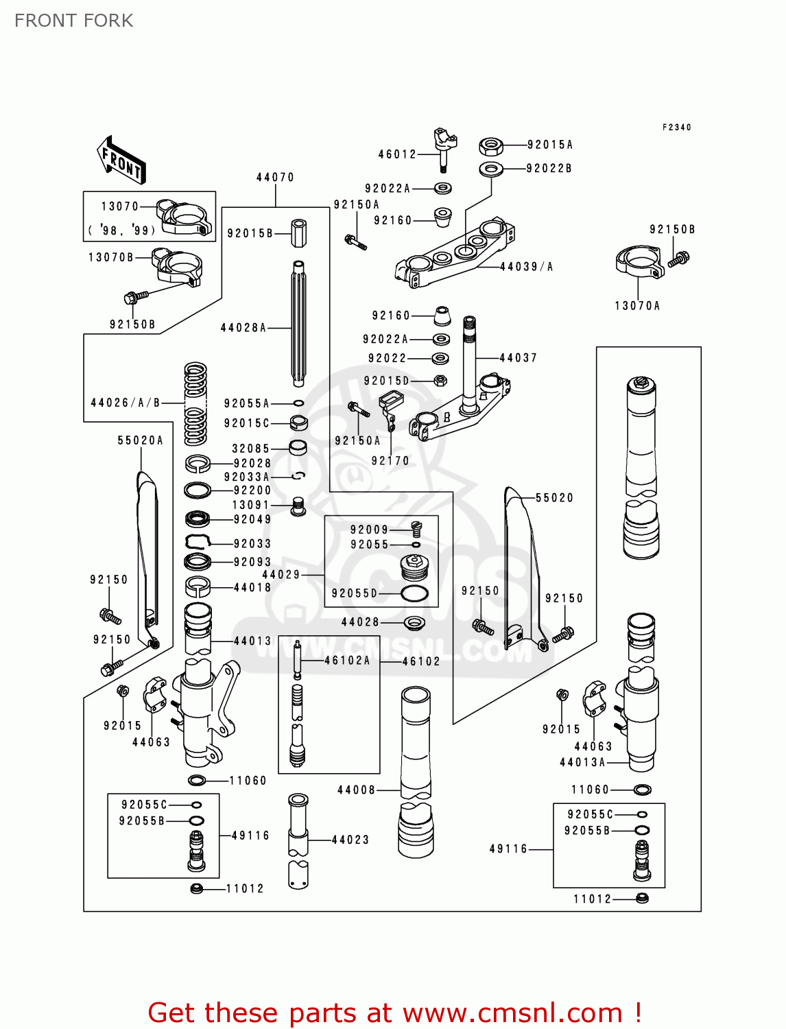 FRONT FORK KX500-E11 1999 USA CANADA