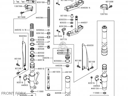 FRONT FORK - KX500-E11 1999 USA CANADA