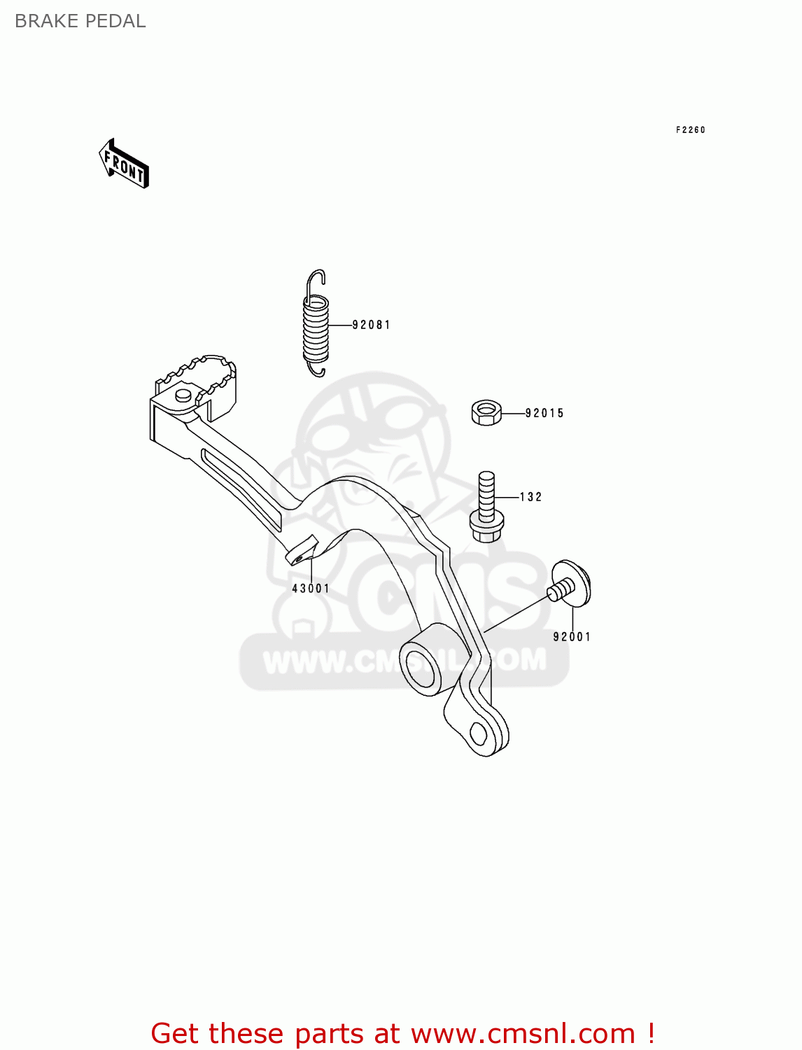 BRAKE PEDAL KX500-E12 2000 USA CANADA