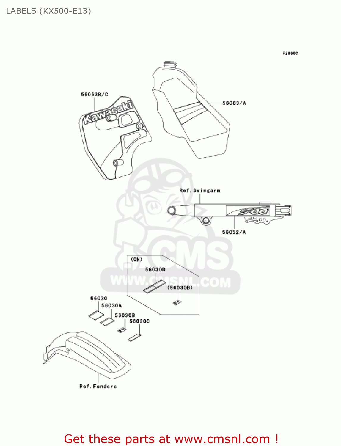 LABELS (KX500-E13) KX500-E13 KX500 2001 USA CANADA