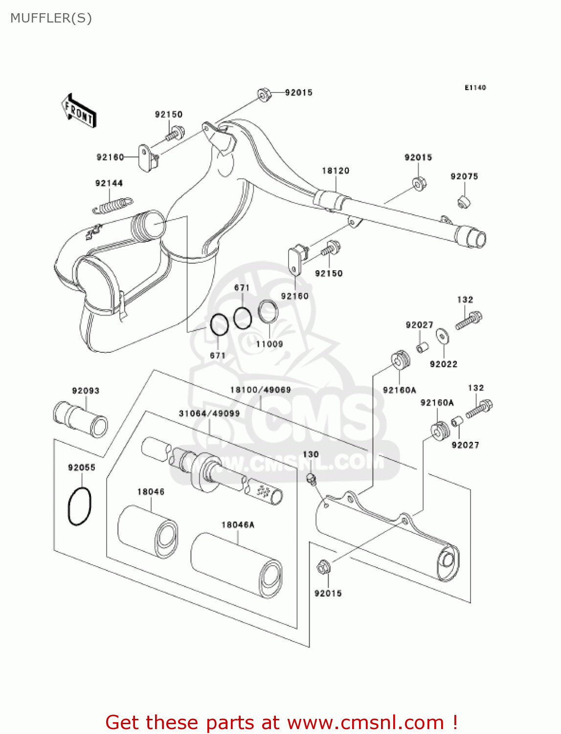 MUFFLER(S) KX500-E13 KX500 2001 USA CANADA
