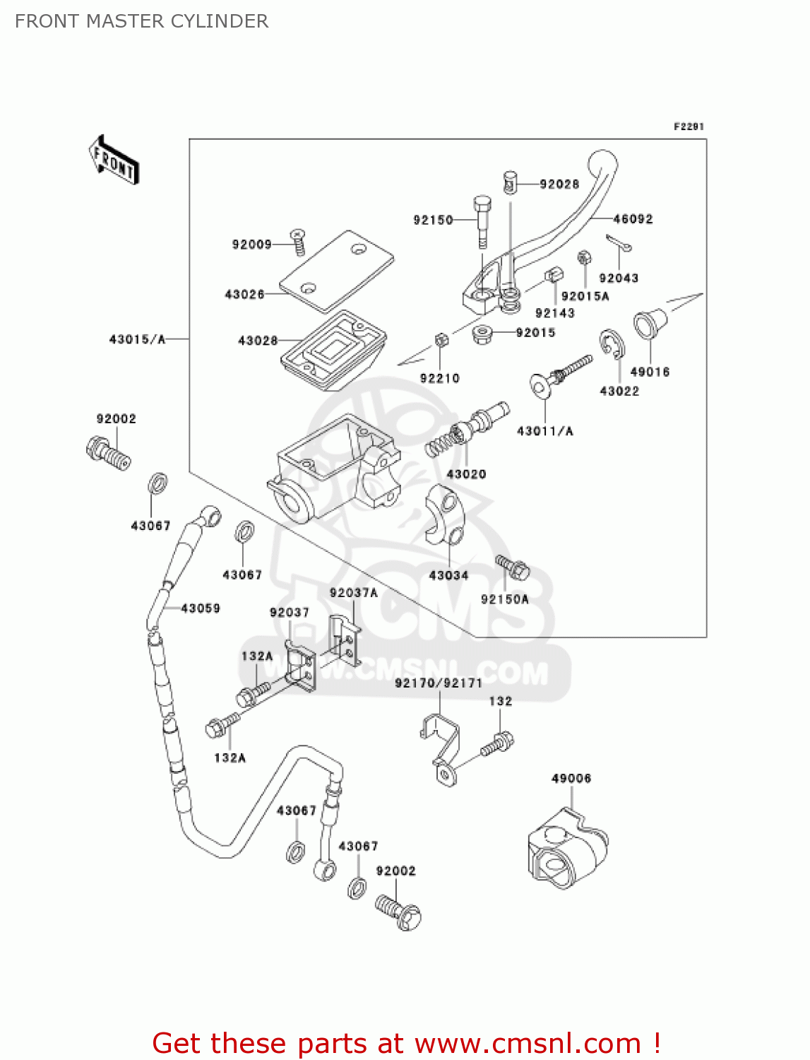 FRONT MASTER CYLINDER KX500-E13 KX500 2001 USA CANADA