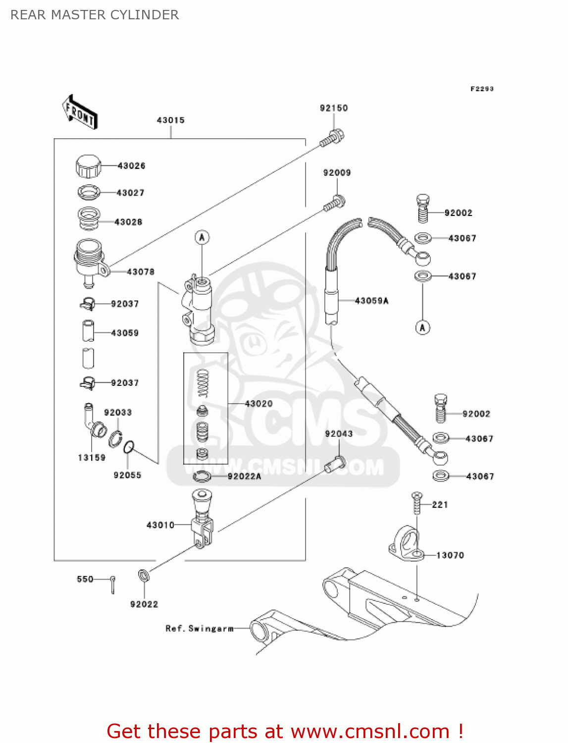 REAR MASTER CYLINDER KX500-E13 KX500 2001 USA CANADA