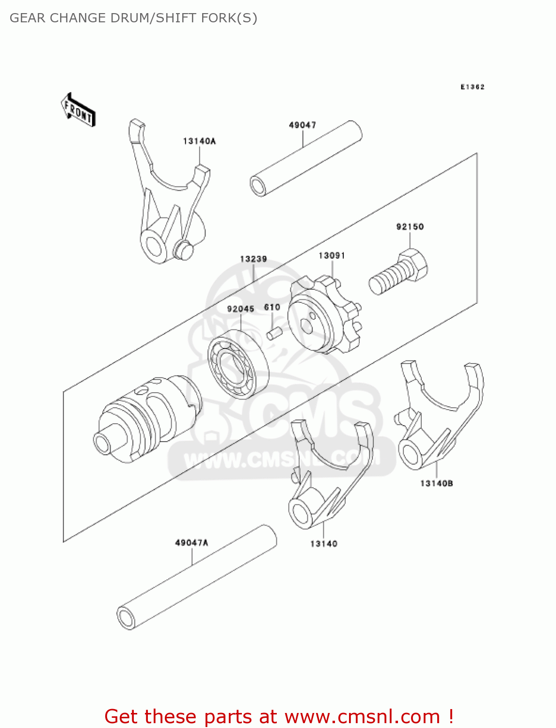 GEAR CHANGE DRUM/SHIFT FORK(S) KX500-E13 KX500 2001 USA CANADA