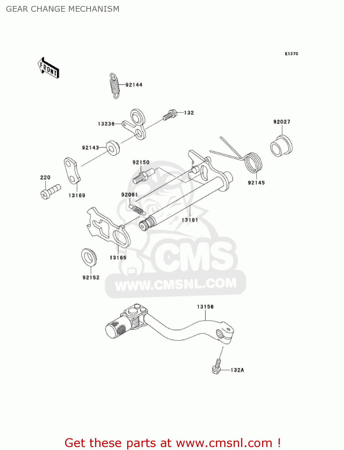 Kawasaki KX500-E14 KX500 2002 USA CANADA GEAR CHANGE MECHANISM - buy ...