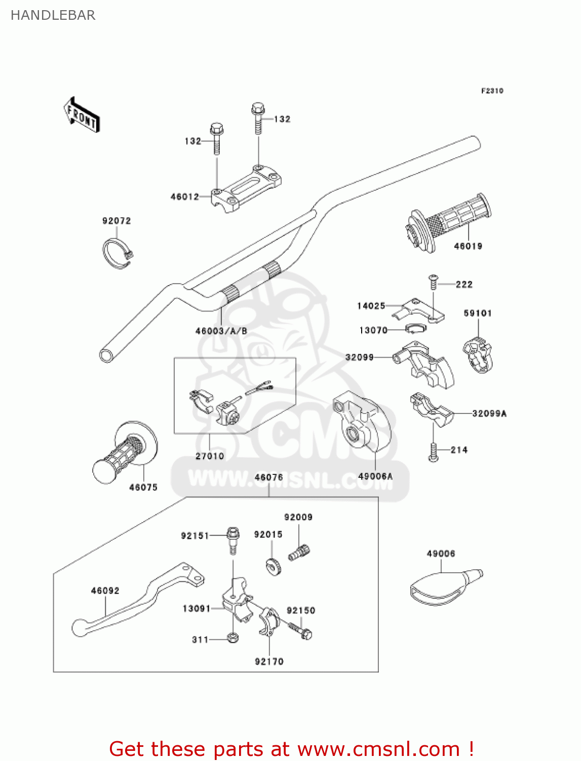 HANDLEBAR KX500-E14 KX500 2002 USA CANADA