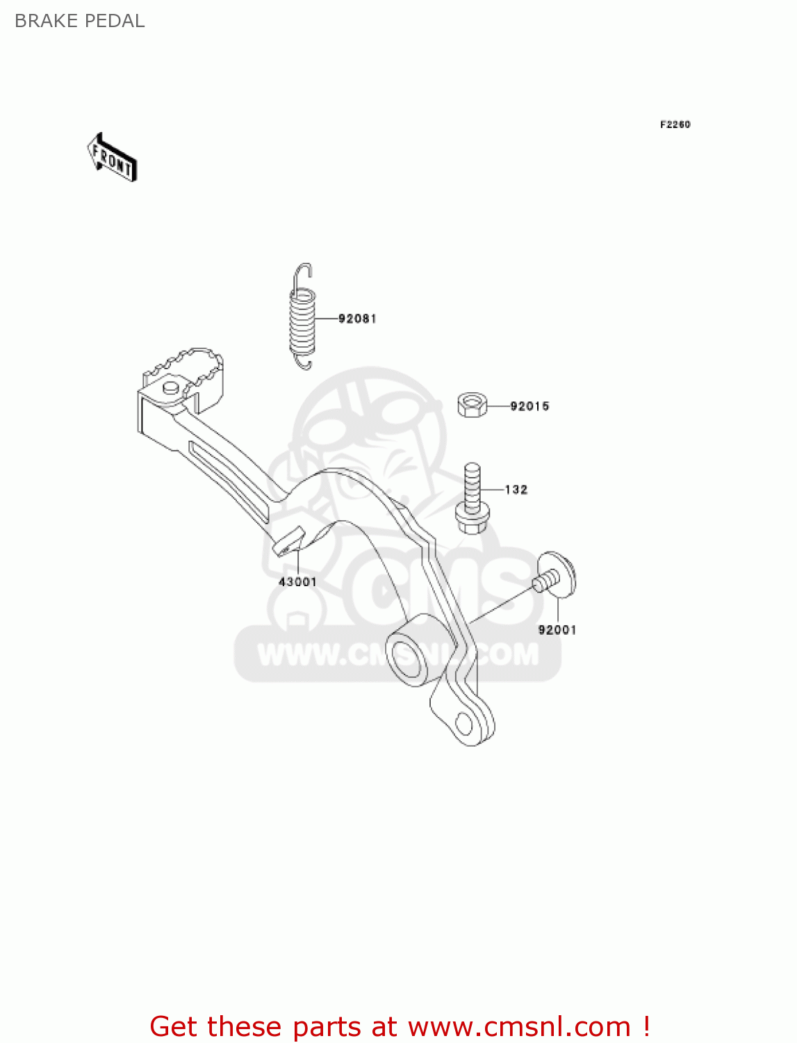 BRAKE PEDAL KX500-E14 KX500 2002 USA CANADA