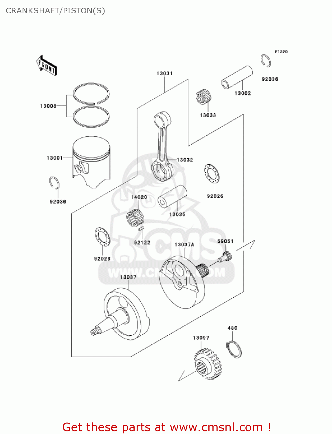 CRANKSHAFT/PISTON(S) KX500-E14 KX500 2002 USA CANADA