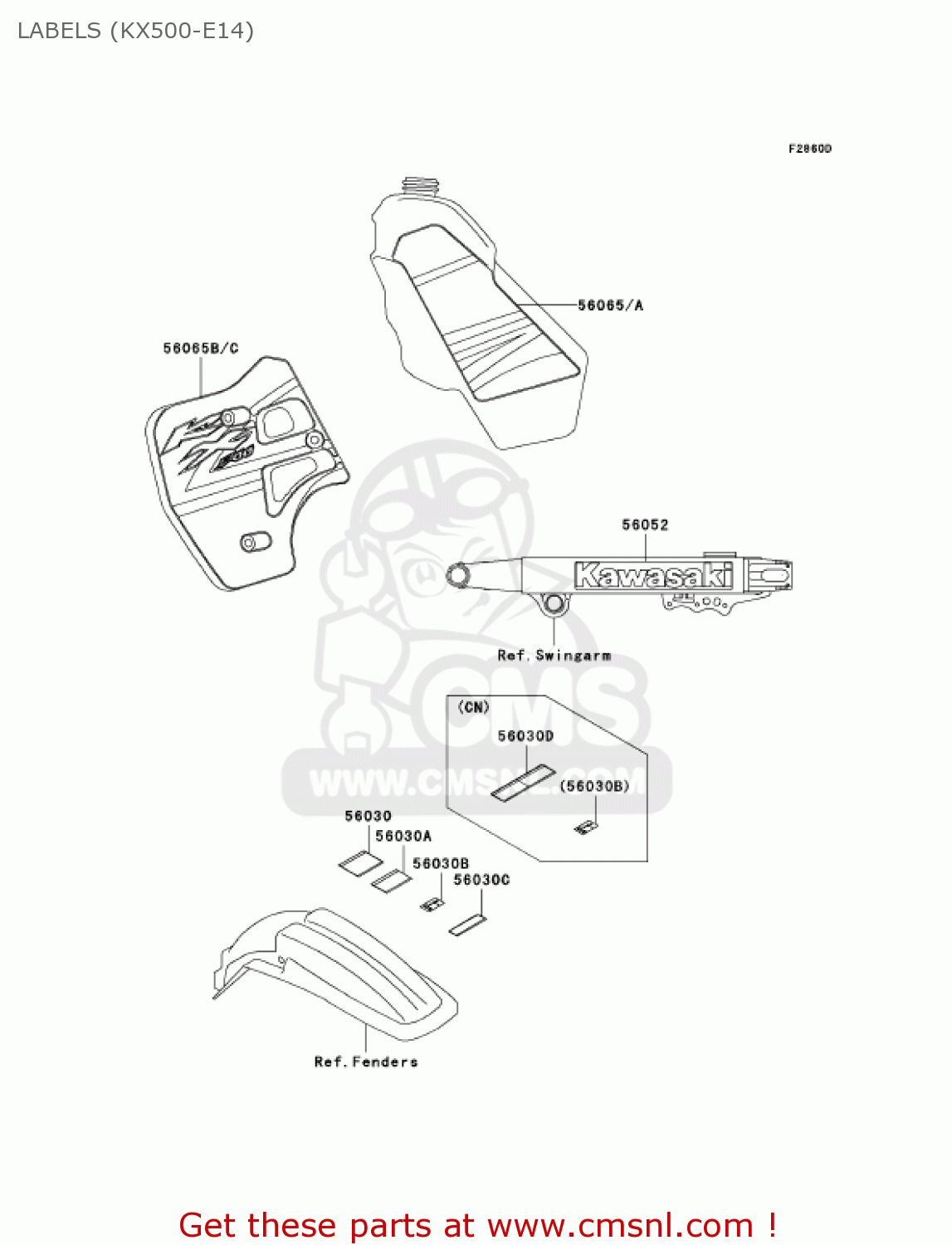 LABELS (KX500-E14) KX500-E14 KX500 2002 USA CANADA