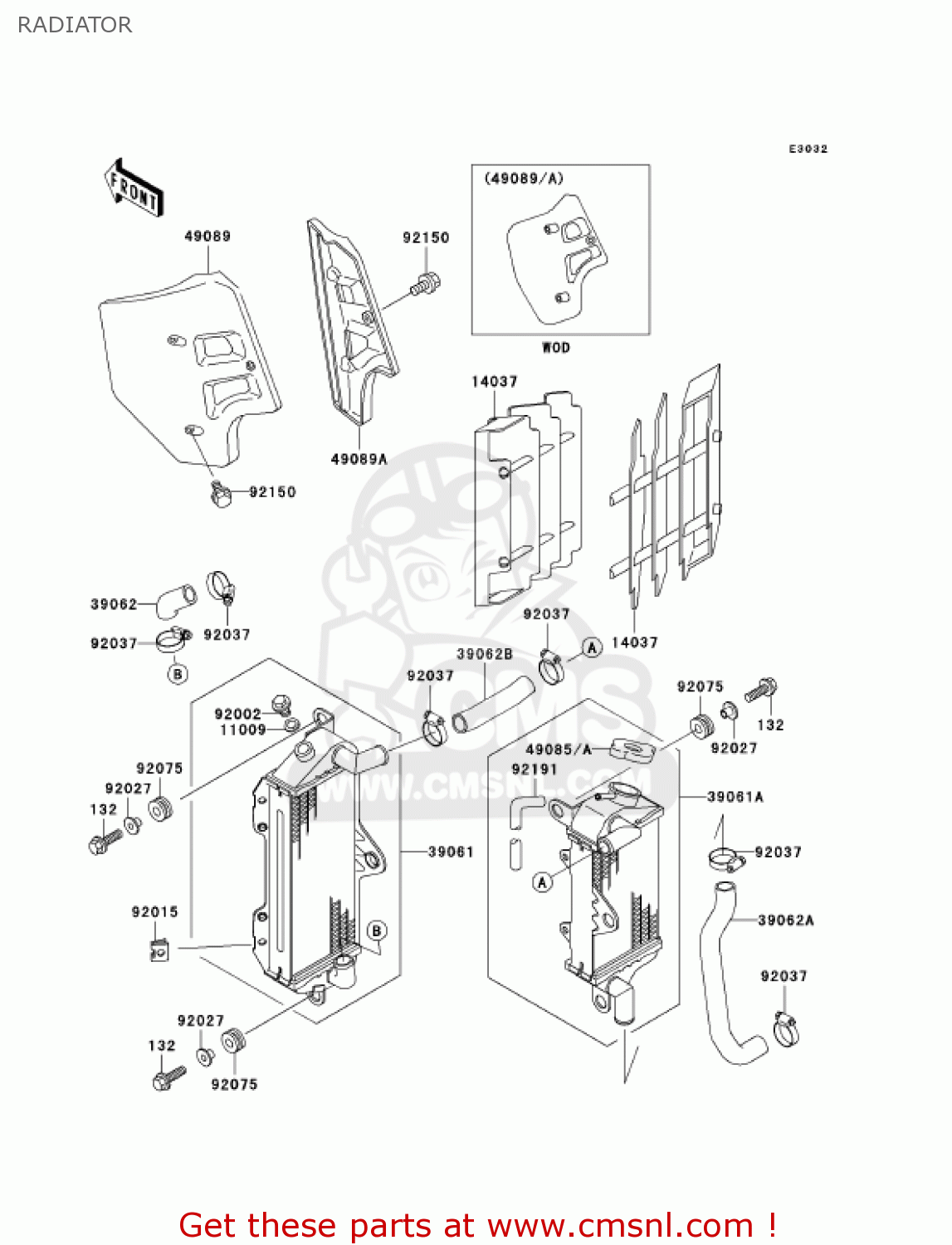 RADIATOR KX500-E14 KX500 2002 USA CANADA