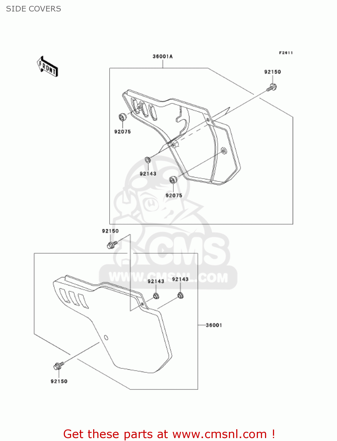 SIDE COVERS KX500-E14 KX500 2002 USA CANADA