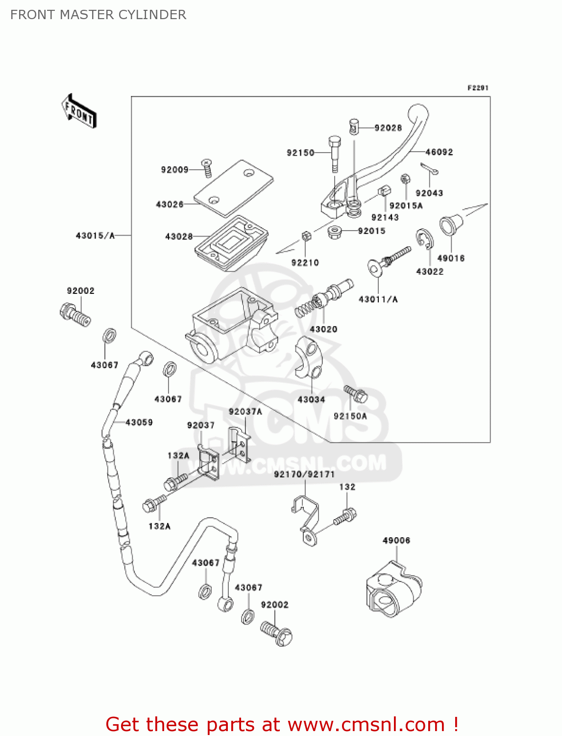 FRONT MASTER CYLINDER KX500-E14 KX500 2002 USA CANADA