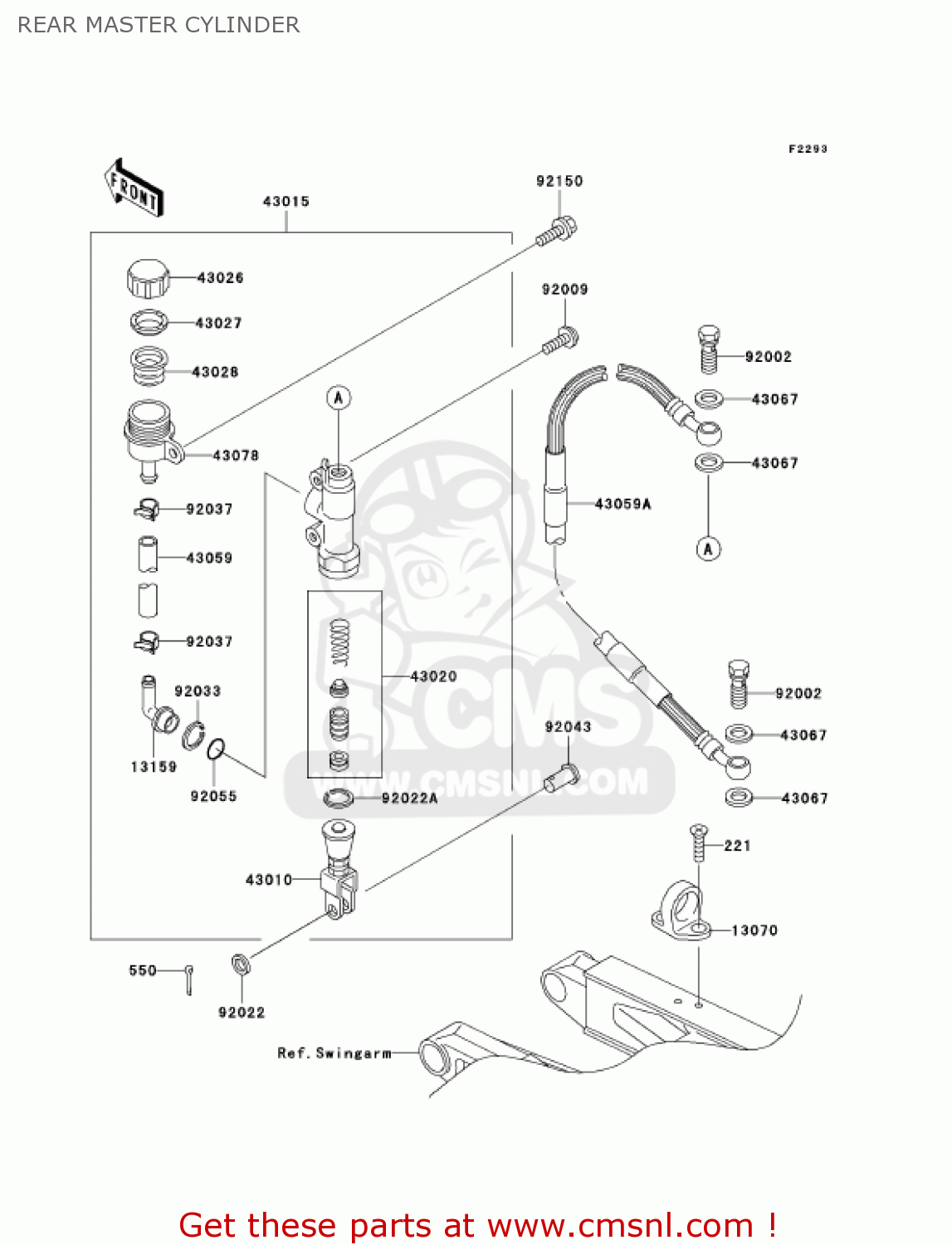REAR MASTER CYLINDER KX500-E14 KX500 2002 USA CANADA
