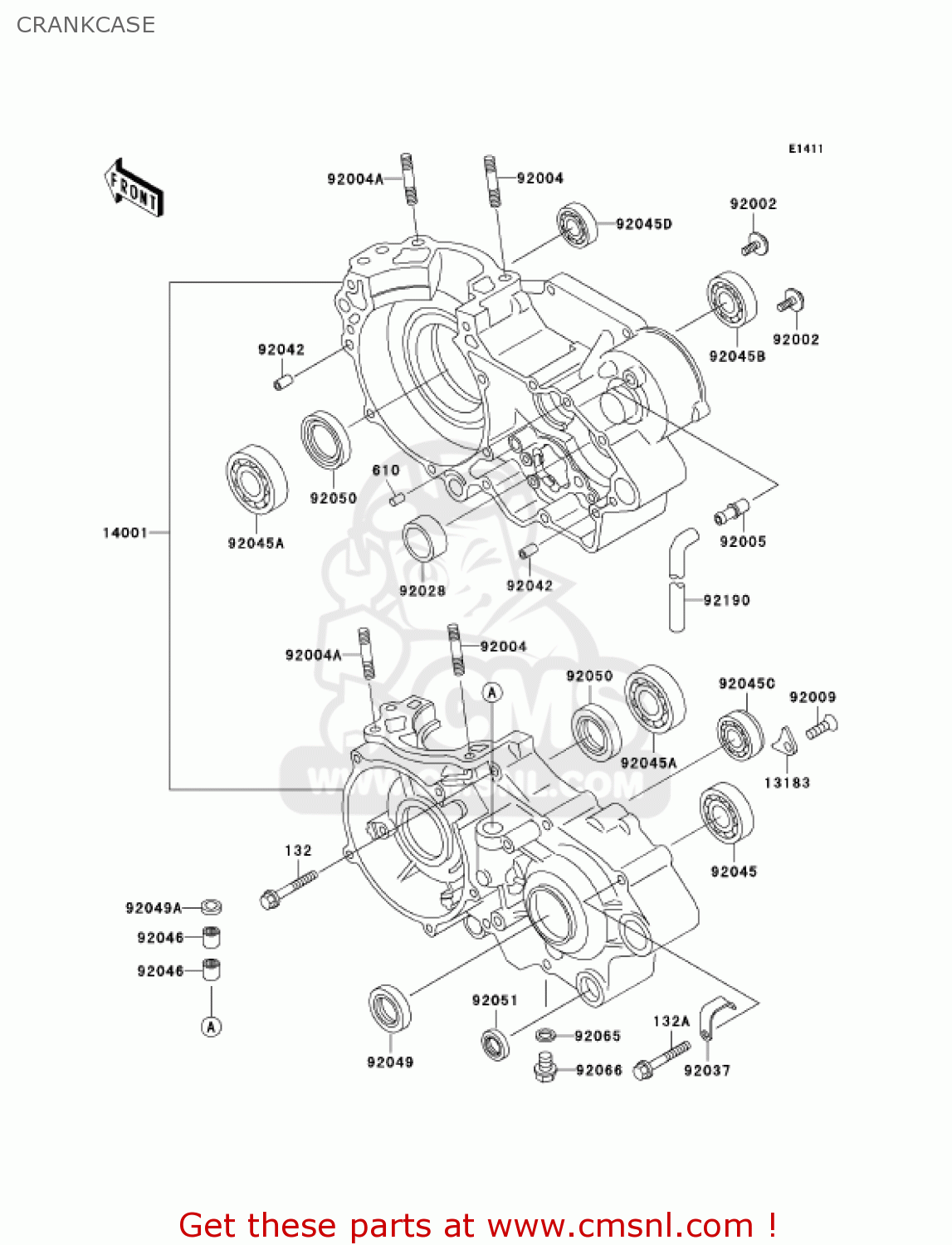 CRANKCASE KX500-E14 KX500 2002 USA CANADA