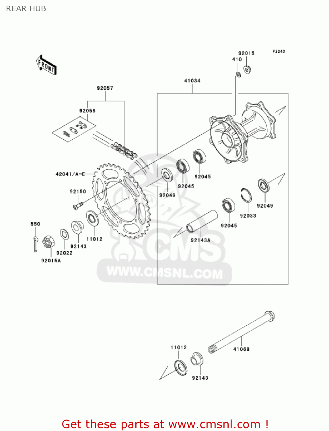 REAR HUB KX500-E14 KX500 2002 USA CANADA