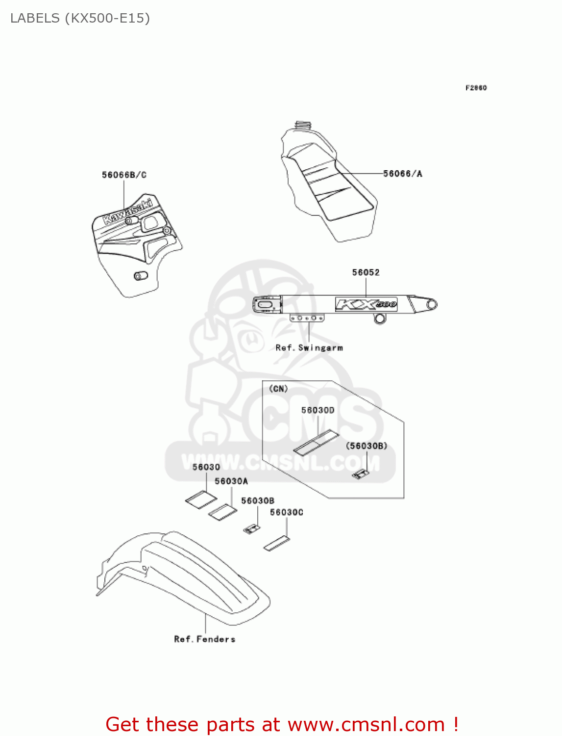 LABELS (KX500-E15) KX500-E15 KX500 2003 USA CANADA