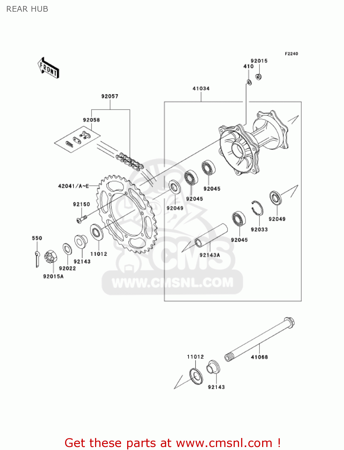 REAR HUB KX500-E15 KX500 2003 USA CANADA