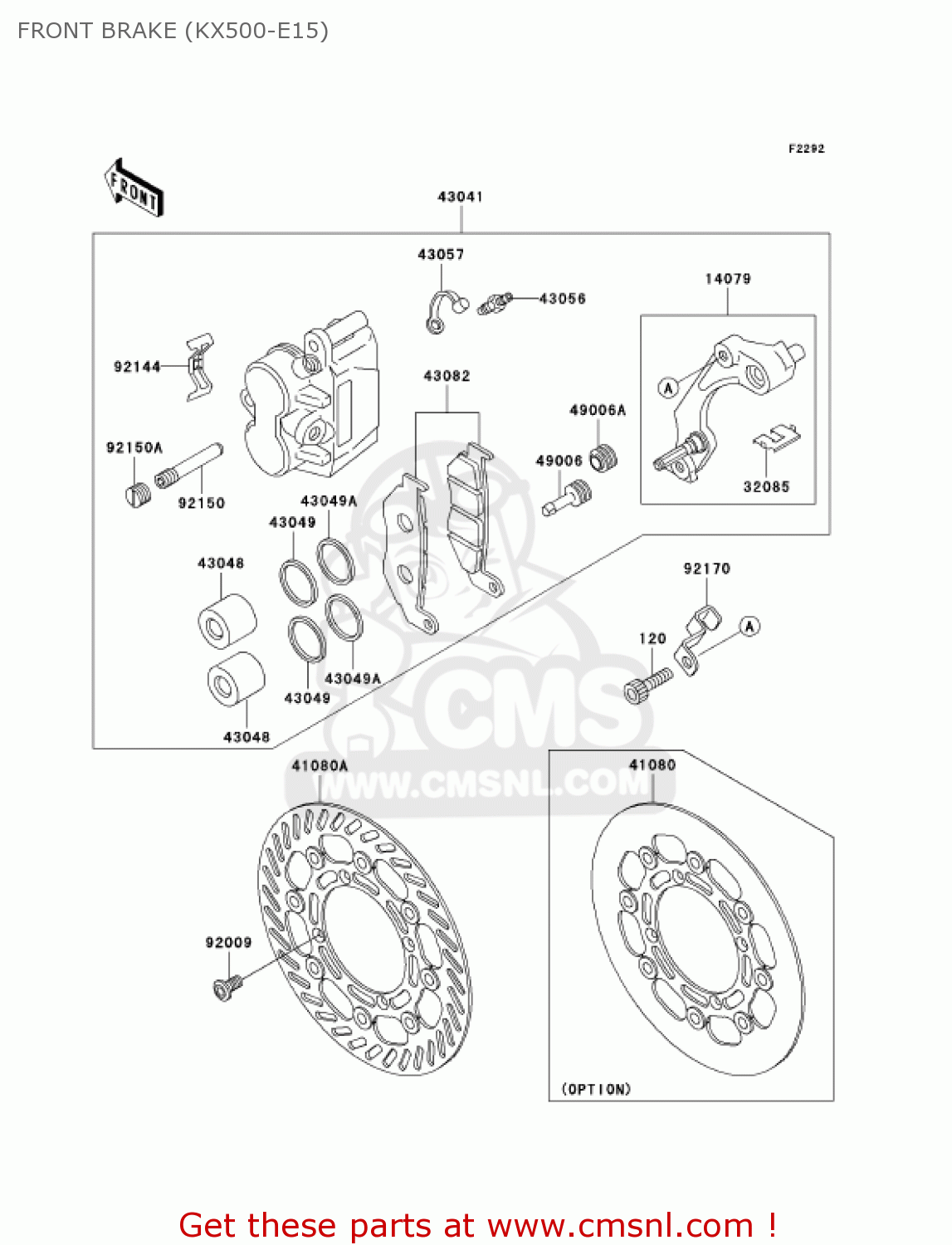 FRONT BRAKE (KX500-E15) KX500-E15 KX500 2003 USA CANADA