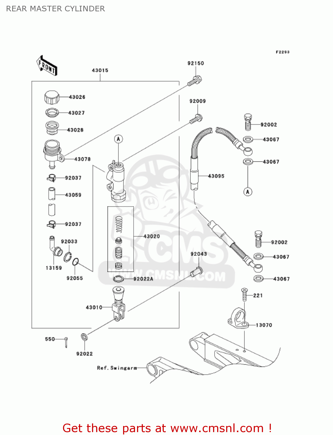 REAR MASTER CYLINDER KX500-E15 KX500 2003 USA CANADA