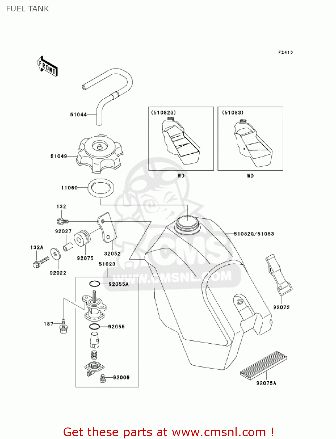 FUEL TANK KX500-E15 KX500 2003 USA CANADA