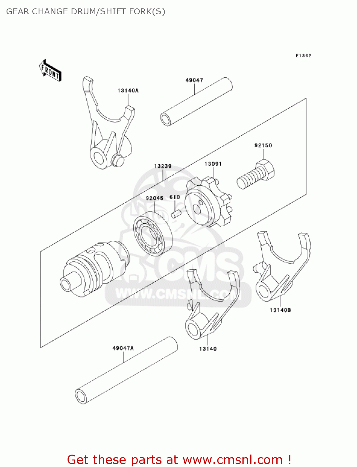 GEAR CHANGE DRUM/SHIFT FORK(S) KX500-E15 KX500 2003 USA CANADA