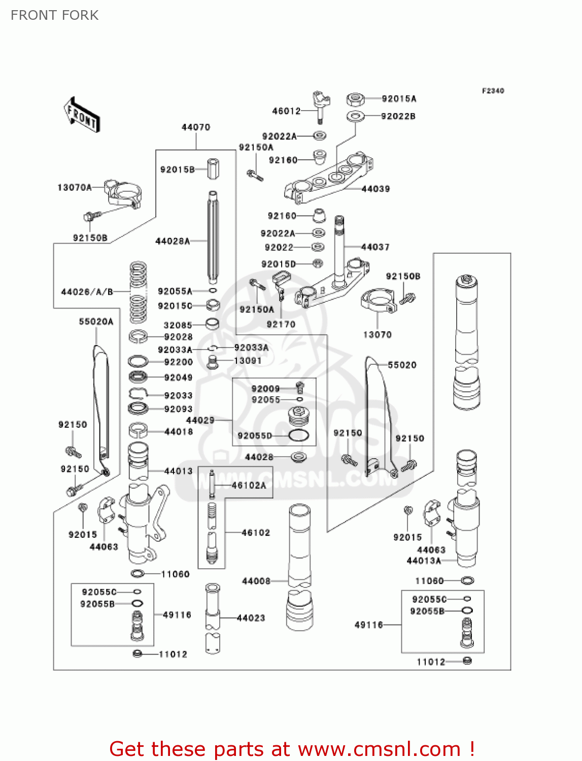 FRONT FORK KX500-E16 KX500 2004 USA CANADA